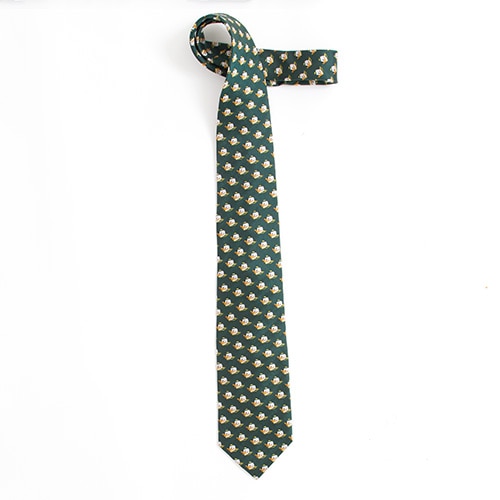 Fighting Duck, Neil, Green, Necktie, Silk, Accessories, Men, Repeating, 114336